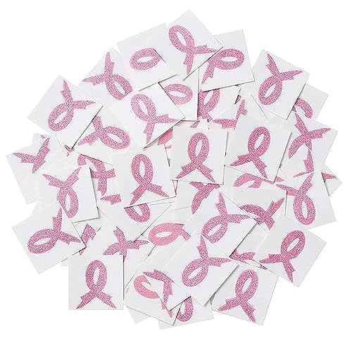 72pcs Pink Ribbon Breast Cancer Awareness Glitter Tattoo Sticker Foundation/Event/Walk/Run