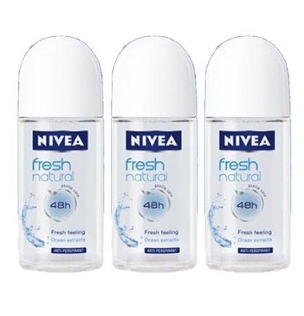 Nivea Fresh Natural 48 Hours Deodorant Roll on 50 Ml. 3 Pack l