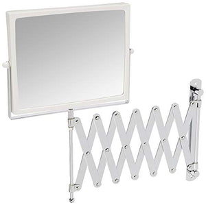 Jerdon 8.3-Inch x 6.5-Inch Two-Sided Swivel Wall Mount Mirror - Vanity Mirror with 5X Magnification & 30 inch Wall Extension - White Base with Chrome Finish Handle - Model J2020C