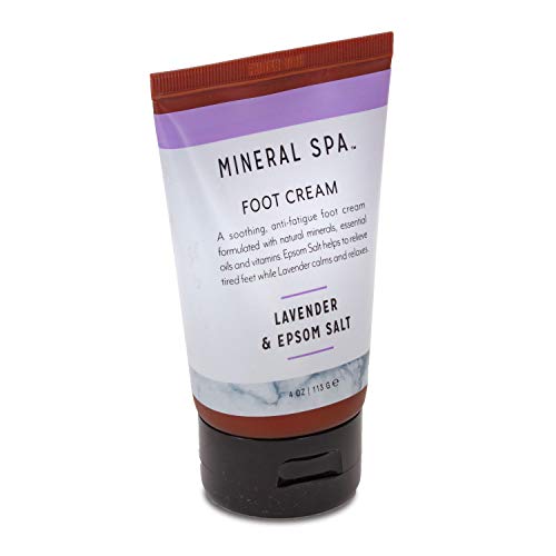 Mineral Spa Lavender & Epsom Salt Foot Cream Lotion Moisturizer - Deeply Moisturizing | Soothes & Heals Dry Cracked Callused Feet & Heels | Softens Rough Skin | Paraben Free & Made in USA (4 ounces)
