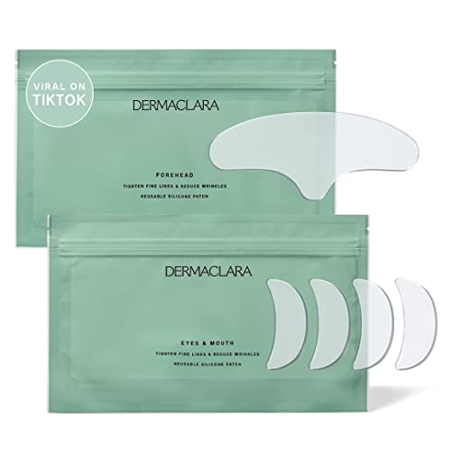 Dermaclara Silicone Face Patches for Wrinkles & Fine Lines - Silicone Fusion Treatment Anti-Wrinkle Patches for Pregnancy Safe SkinCare - Reusable Under Eye, Forehead & Face Wrinkle Patches
