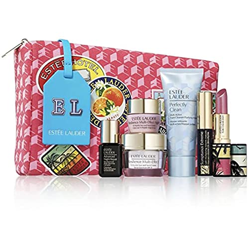 Estee Lauder 8pc Set (Tag + Makeup Remover + Face&Neck Cream + Mini + Lip Pencil + Lipstick + Night Repair + Pouch)