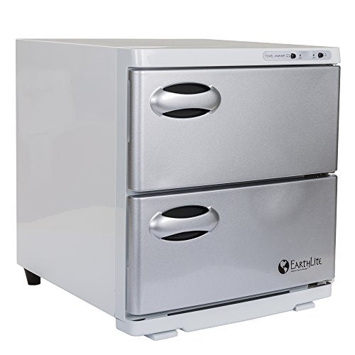 EARTHLITE Hot Towel Warmer Cabinet Dual – UV UL Listed, Rust Proof Interior, Aluminum Door, Extra Hot, 1 Year Warranty (32L)