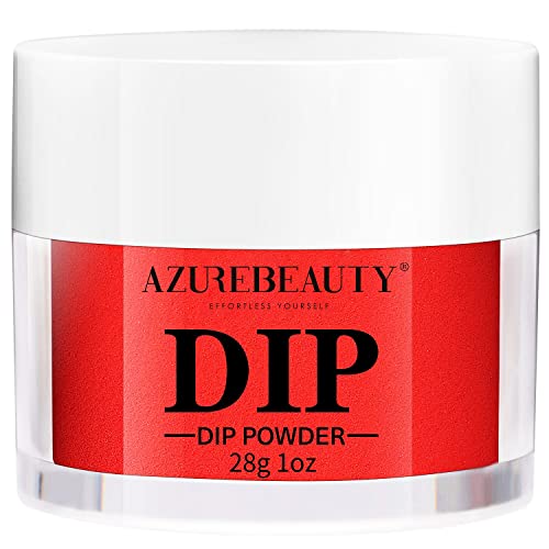 AZUREBEAUTY Dipping Powder Red Color, Classic Bright Red Nail Dip Powder French Nail Art Starter Manicure Salon DIY at Home, Odor-Free, Long-Lasting, Women Gift, 1oz