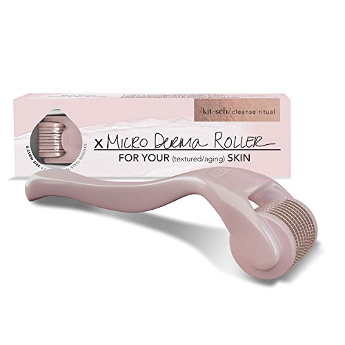Kitsch Derma Roller for Face | Face Roller Skin Care Tools & Microdermabrasion Tool | Dermaroller Microneedling Roller | Facial Roller | Micro Needling Roller 0.25mm with Case/Ebook (Pink)