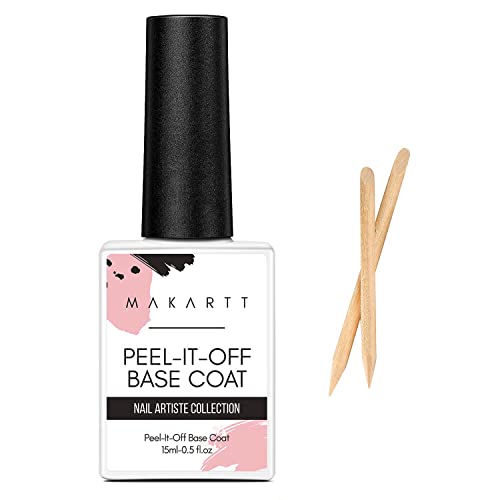 Makartt Peel Off Base Coat, 15ml UV Gel Base Coat Nail Polish Peelable Base Gel for Takeoff Peelable Removal Peely Base for Nail Practice Beginners, Easy Gel Polish Removal No Soaking Filing Required Mothers Day Gift