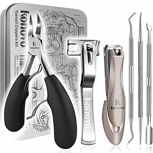 Toenail Clippers for Seniors Thick Toenails, Toe Nail Clippers Adult Thick Nails Long Handle, Professional Heavy Duty Nail Clippers 6Pcs
