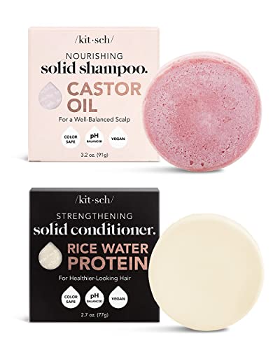 Kitsch Castor Oil Nourishing Shampoo Bar & Rice Water Protein Conditioner Bar with Discount