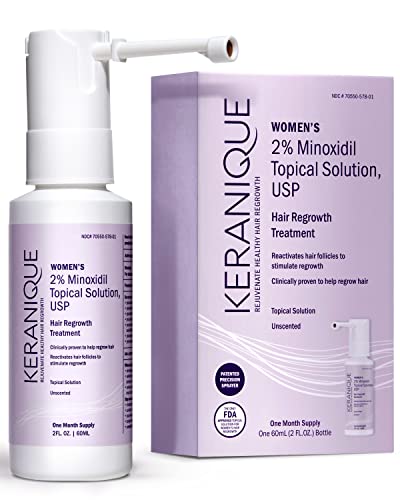 Keranique Hair Regrowth Treatment for Women - 2% Minoxidil for Women Hair Growth & Thickening - Topical Solution Scalp Treatment for Hair Loss & Thinning w/ Precision Spray Applicator - 2 Fl Oz