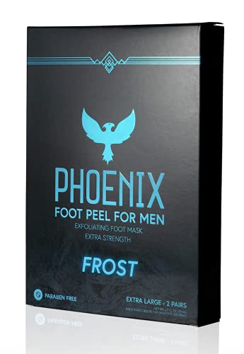 (Pack of 2) Phoenix Foot Peel for Men - Extra Large - Extra Strength - Menthol - Exfoliating Dry Feet Treatment - Callus Remover - Paraben Free