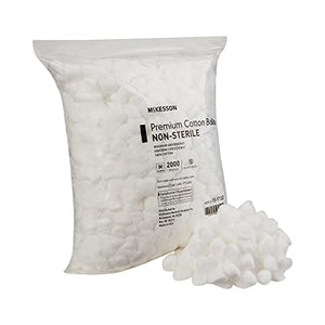 McKesson Premium Cotton Balls, Non-Sterile, Maximum Absorbency, Medium, 2000 Count, 1 Pack