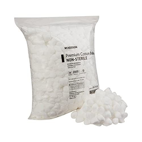 McKesson Premium Cotton Balls, Non-Sterile, Maximum Absorbency, Medium, 2000 Count, 1 Pack