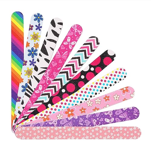IFUNSON Professional Nail File, Colorful Double Sided150/150 Grit Emery Boards, Manicure Pedicure Tool and Nail Buffering Files, 10 Pack