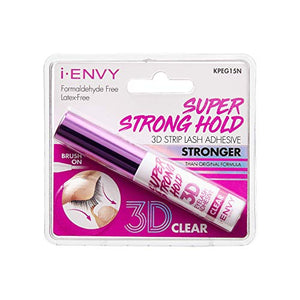 iENVY by KISS 3D Lash Glue Super Strong Hold (Clear) Brush On Type, Formaldehyde Free, Latex Free