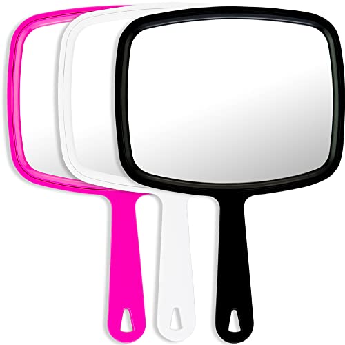 DecorRack Large Hand Mirror, Multi-Purpose Mirror with Hanging Hole in Handle Ideal for Travel, Makeup, Desk, Grooming, and Shaving, Random Color 5.5