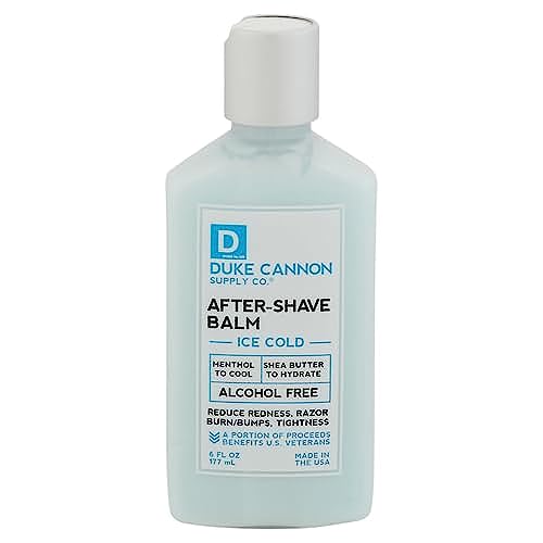 Duke Cannon Supply Co. - Ice Cold Cooling Effect After-Shave Balm, Ice Cold Feeling (6 oz) Cooling After Shave Balm that Closes Pores and Soothes Skins to Prevent Irritation - Sandalwood