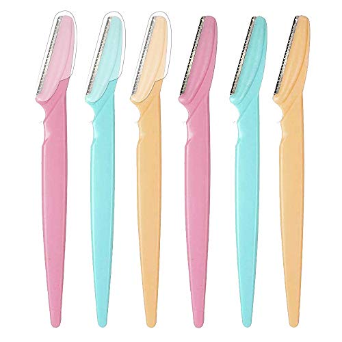 Womens Face Shaver Peach Fuzz - 3R Factory Womens Facial Razors for Peach Fuzz, Ladies Razors for Facial Hair, Remove Fine Hairs, Eyebrow, Face and Neck. Come with Safety Cover attached on Stainless Steel Razor and Easy to Use. (Packs of 6)