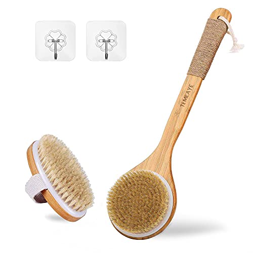 Dry Brushing Body Brush Sets Wooden Handle Combined with Medium Strength Natural Bristles Gentle Exfoliation Remove Cellulite Lymphatic Drainage Makes the Skin of the Entire Body Softer & More Radiant