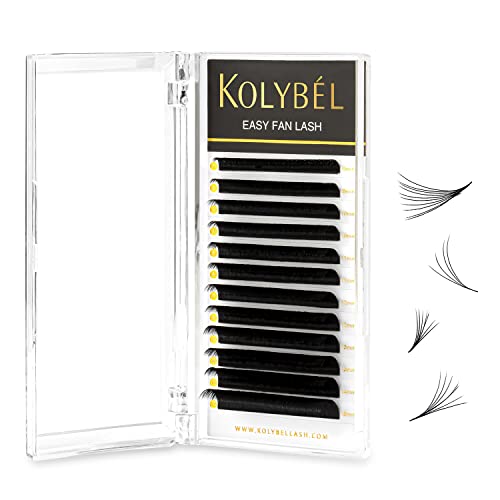 KOLYBEL Eyelash Extensions Easy Fan Lashes 0.05 Thickness D Curl 8-15mm Mix Tray Auto Blooming Lash Extension Volume Lashes Lasting Self Fanning Lashes(0.05-D,8-15mm)
