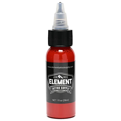 ELEMENT TATTOO SUPPLY - 1oz Bottle for Color Tattooing and Shading - Permanent - Bright - Bold - Solid - Easy to use - Professional Artist (Red)