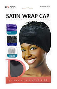 Donna Collection Premium Satin Wrap Cap, Black