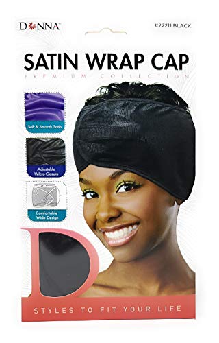 Donna Collection Premium Satin Wrap Cap, Black