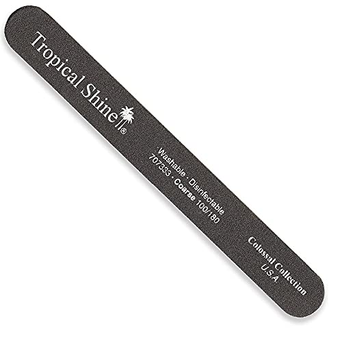 Tropical Shine Nail File Colossal Black File 100/180 (Coarse/Medium) 8 1/2 in x 1 in Large Size (707333)