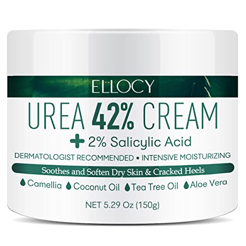 Ellocy Urea 42% Foot Cream for Dry Cracked Heels, Salicylic Acid, 5.29 Oz, Cracked Heel Repair for Dry Cracked, Callus Remover, nail repair cream, foot lotion for dry cracked feet