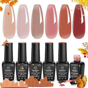 Beetles Jelly Gel Nail Polish Set,6 Colors Drunk on Wine Neutral Sheer Nude Pink Gel Polish Kit Translucent Soak off Uv Nail Gel Diy Manicure Gift for Girls