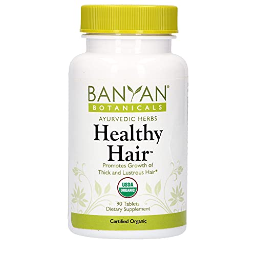 Banyan Botanicals Healthy Hair Tablets – Organic Hair Supplement with Amla & Bhringaraj – Ayurvedic Hair Care for Thick, Lustrous & Strong Hair* – 90 Tablets – Non GMO Sustainably Sourced Vegan