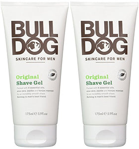 Bulldog Skincare for Men Original Shave Gel (Pack of 2) With 8 Essential Oils, Aloe Vera, Jojoba and Konjac Mannam, 5.9 fl. oz.