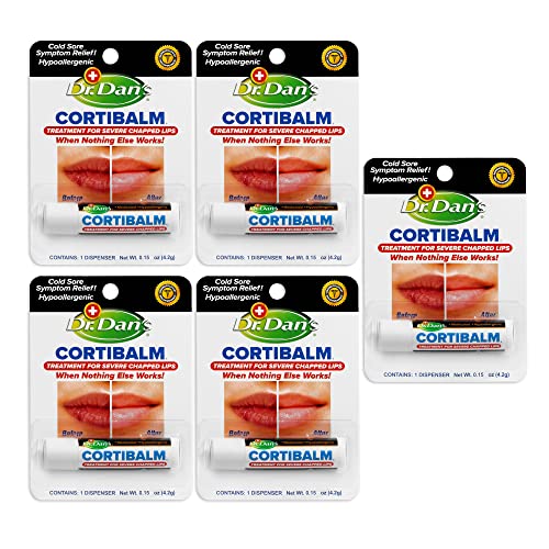Dr. Dan's Cortibalm-5 pack- for Dry Cracked Lips Healing Lip Balm for Severely Chapped Lips - Designed for Men, Women and Children