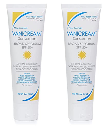 Vanicream, Sunscreen Broad Spectrum SPF 50+ 3 Ounce (Pack of 2)