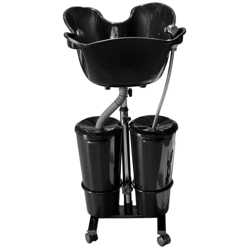 KL-2068 | Portable Plastic Shampoo Unit with Electric Pump | with 2 Bucket and Drain Hoses | Basin Height Adjustable | Barber and Stylist Hair Salon Accessories
