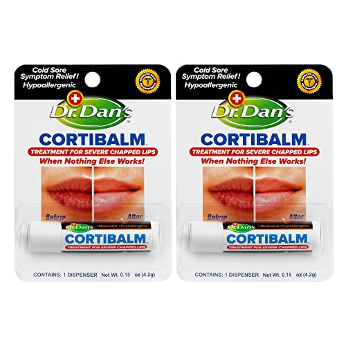 Dr. Dan's Cortibalm 2 pack -for Dry Cracked Lips Healing for Severely Chapped Lips - Designed for Men, Women and Children - 2 Pack