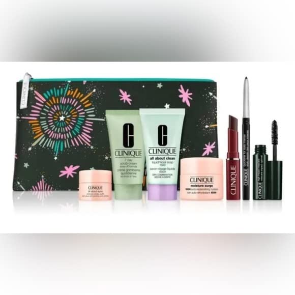 Clinique Stars 8-Piece Gift Including Travel Size Black Honey Lipstick and All About Eye