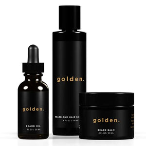 Golden Grooming Co. Beard Kit Bundle: Complete Beard Care - Beard Oil, Balm, Shampoo - All-Natural - Softens, Strengthens, and Nourishes Hair & Skin - Promotes Growth & Grooming - Gift for Him