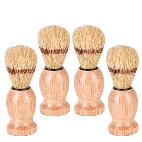 Lwestine 4Pcs Men Shaving Brush Wood Handle, Professional Salon Tools