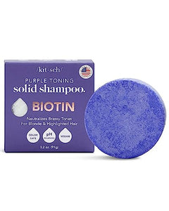 Kitsch Toning Purple Shampoo Bar for Blonde Hair with Biotin for Strengthening Hair & Neutralizing Brassy Tones | Vegan Solid Shampoo Bar for Hair Shine | Zero Waste, 3.2 oz