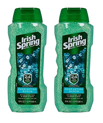 Irish Spring Body Wash Deep Action Scrub, 18 Fl Oz (Pack of 2)
