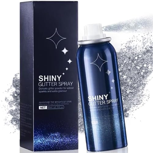 Body Glitter Spray, Glitter Spray for Hair and Body, Glitter Hairspray for Clothes, Quick-Drying and Long-Lasting Body Glitter for Festival Rave, Stage and Prom 2.11 Fl Oz