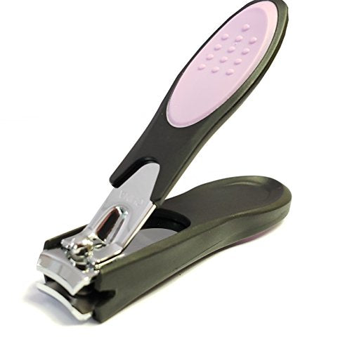 Nail Clipper with Comfort Grip Nail Catcher - Chrome Plated Toenails Clippers Nail Cutter Catches Clippings Sharp Sturdy Trimmer Stainless Steel for Men and Women