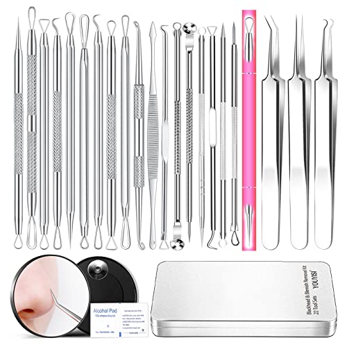 2023 Professional Pimple Popper Tool Kit - 22 PCS Blackhead Remover Tools for Acne and Zit Popping Comedone Extractor