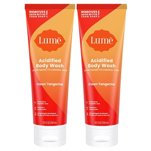 Lume Acidified Body Wash - 24 Hour Odor Control - Removes Odor Better than Soap - Moisturizing Formula - SLS Free, Paraben Free - Safe For Sensitive Skin - 8.5 ounce (Clean Tangerine) 2 Pack