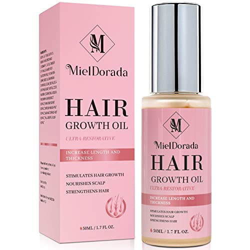 Biotin & Castor Oil & Rosemary Oil for Hair Growth, Hair Loss Treatment, Premium Hair Growth Oil for Dry Damaged Hair and Growth, Hair Growth Serum for Thicker Longer & Stronger Hair, Strengthens and Nourishes Hair & Scalp, All Hair Types, Men and Women