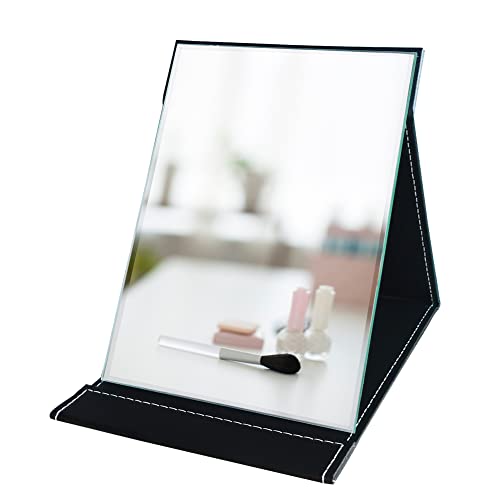 Amazon Brand - Pinzon Folding Portable Makeup Mirror Vanity Desk Standing for Travel Tabletop, Rectangular, 9.4