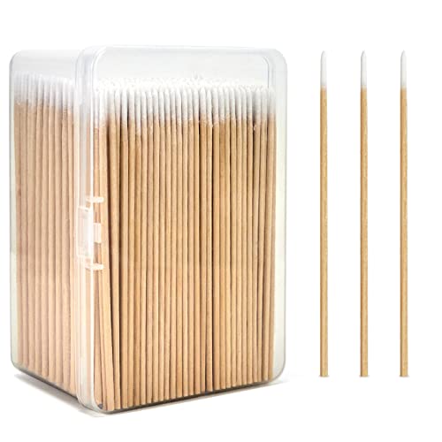 BABONIE 800PCS Pointed Cotton Swabs with Storage Case - Precision Microblading Cotton Swab 4 inch - Micro Swabs Sticks for Makeup Supplies Tattoo Permanent Cosmetic Nails Clean