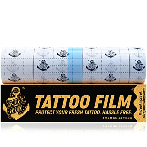 Sorry Mom Tattoo Aftercare Bandage (6.5 ft x 6 in) Clear Tattoo Bandages Waterproof, Adhesive Tattoo Wrap Bandage - Tattoo Healing Wrap - Tattoo Film Protection - Second Skin Tattoo Waterproof Bandage