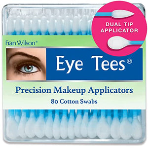 Fran Wilson EYE TEES COTTON TIPS 80 Count (2 PACK) - Precision Makeup Applicator, Double-sided Swabs with Pointed and Rounded Ends for Perfect Blending, Effective Cleaning and Precise Touch-ups