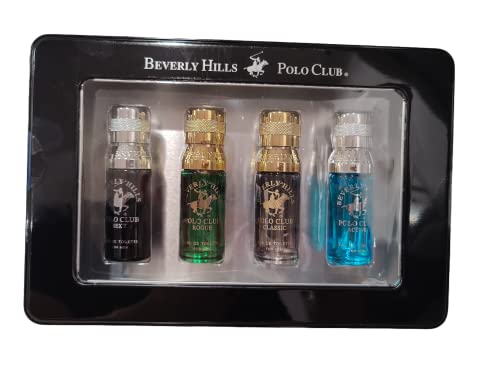 Beverly Hills Polo Club Men's Collection 4-Cologne Gift Set with Deluxe Tin Gift Box (Colognes may vary)